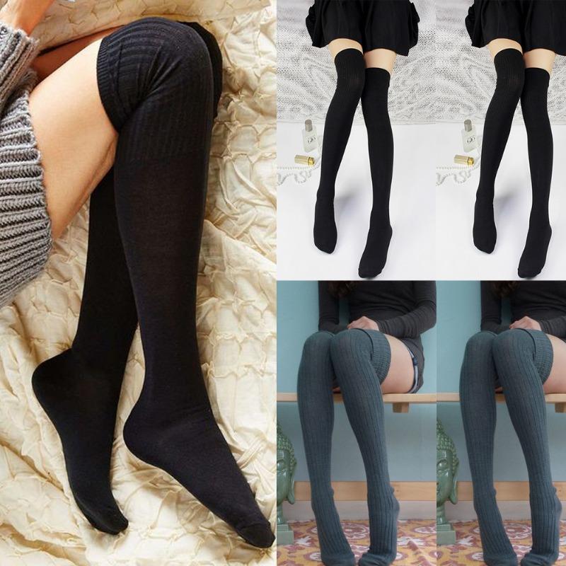 Kvinner høystrømpe mote over kne sokker Sexy lang tykk strømpe