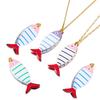 2pcs 6pcs Stainless Steel Enamel Stripe Fish Red Fish  Tail Charms Animal Pendant Base for DIY Earring Necklace Jewelry Findings