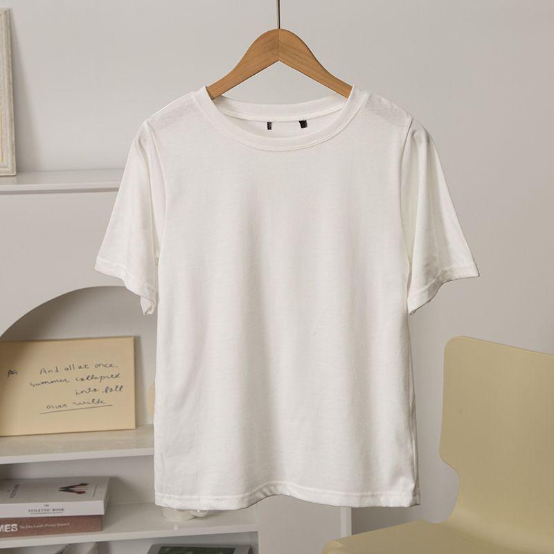 

Super Recommend as a Suspender Skirt inside! Thin Cotton Not Stuffy/Daily Order Pure White Slightly Transparent Short Sleeve T-shirt Top Export White 4L