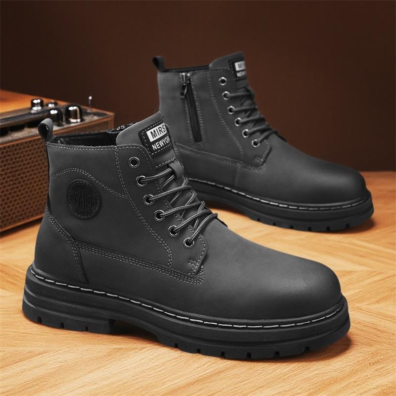 

Мужские и женские ботильоны из натуральной кожи, короткие ботинки, ретро ботинки в стиле милитари, повседневная обувь 46 серый