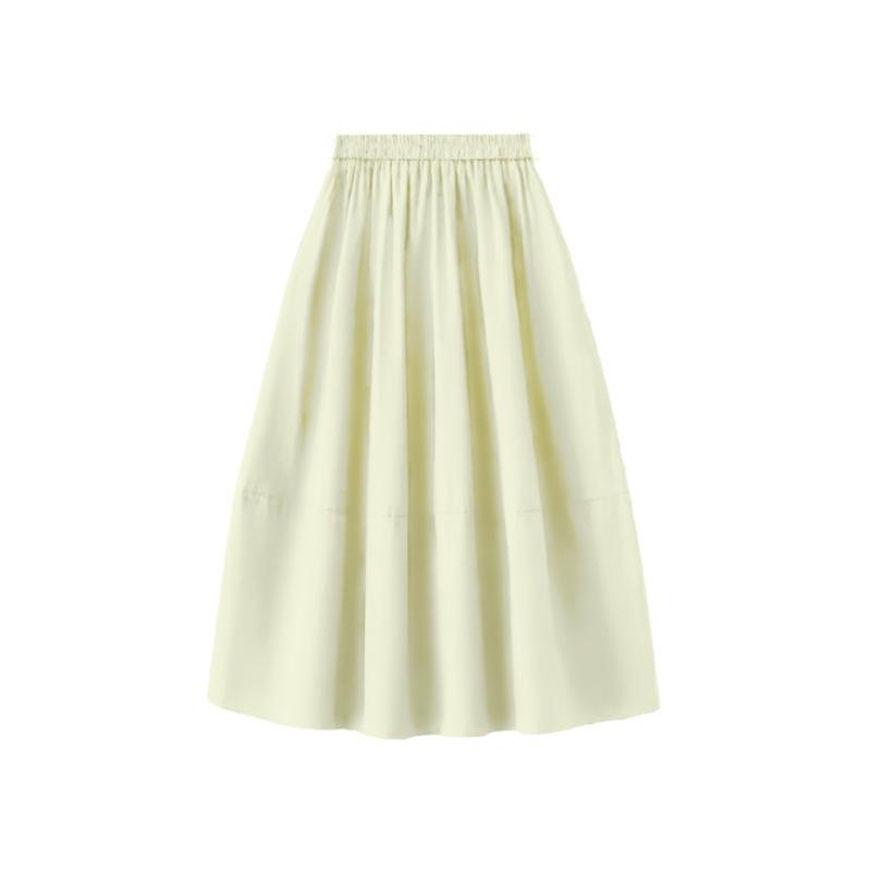 Bust skirt women's new summer high waist and thin umbrella skirt pleated Yamamoto skirt small apricot long skirt