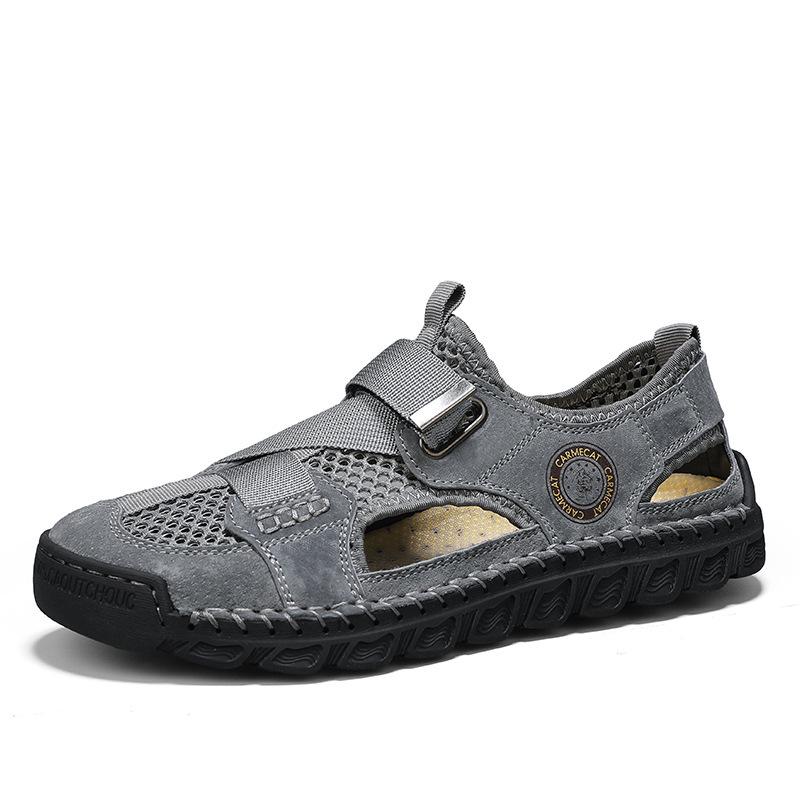 Men s Large Size Mesh Summer Casual Non-Slip Beach Sandals 38 серый