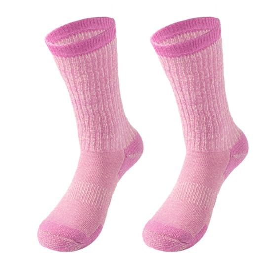 1 Pair Women Winter Socks Mid-tube Cotton Socks Elastic Rib Cuffs Socks for Hiking Sports Machine Washable Keep Warm Anti-slip Daily Stockings