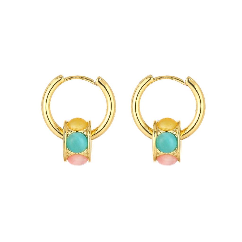 Seven-Color Cat's Eye Earrings: Luxurious Dopamine-Design Ear Cuff with Unique High-End Appeal
