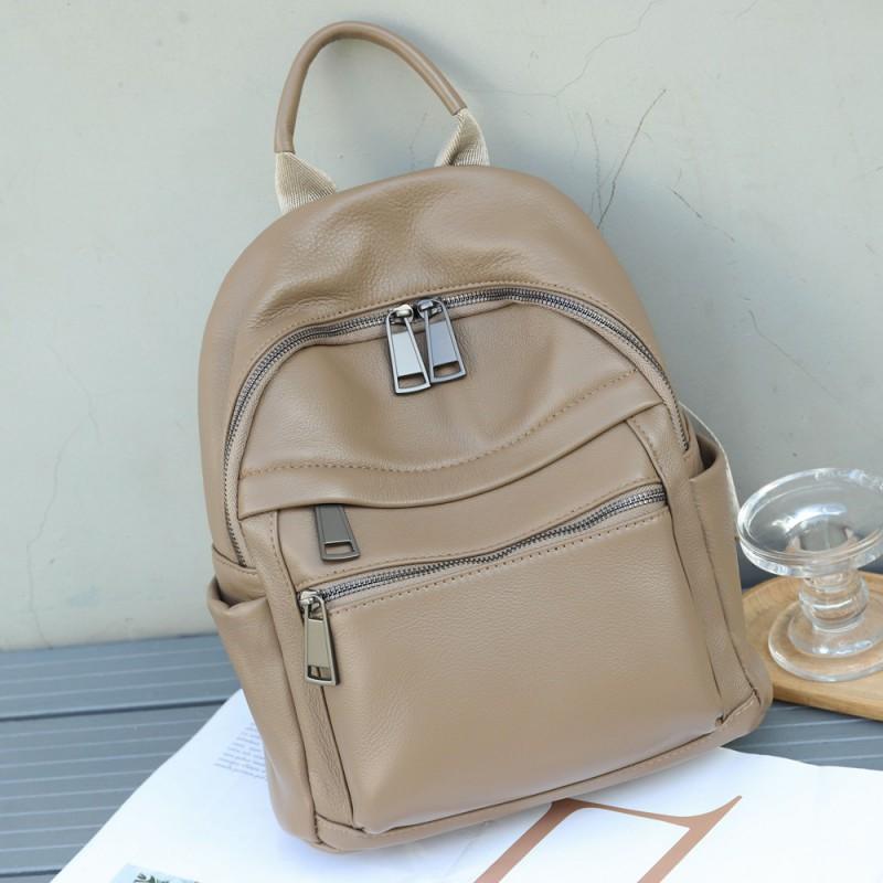 Women's Bag Simple Fashionable Genuine Leather Backpack Large-capacity Natural Fall Cowhide Travel Students 'schoolbag