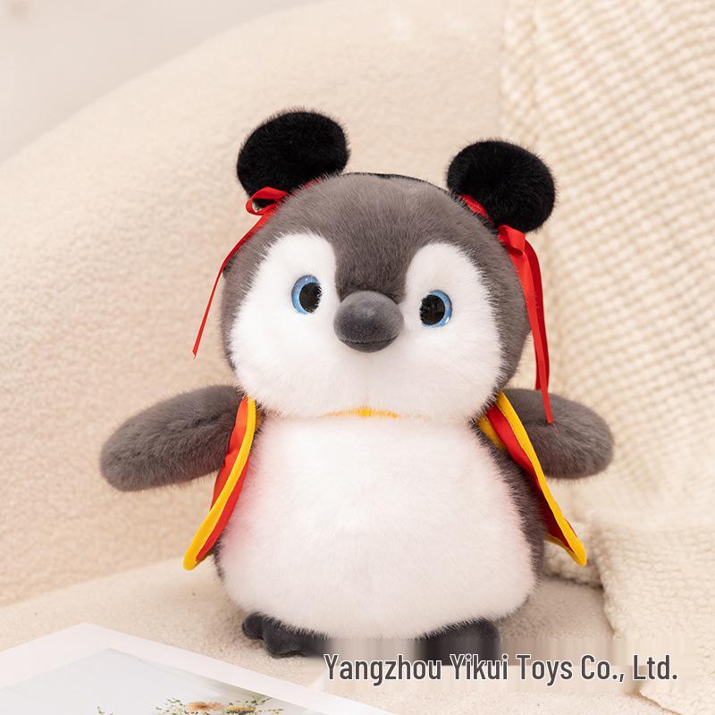 Penguin Brother & Sister Bib Plush Toy - Kid's Comfort Doll & Gift Pillow