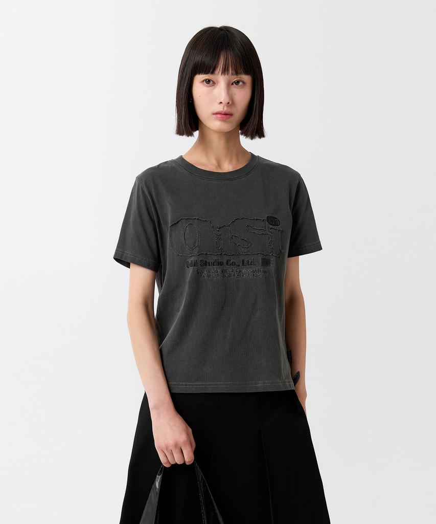 ODDSTUDIO Odsd Pigment Damaged T-Shirt - Charcoal