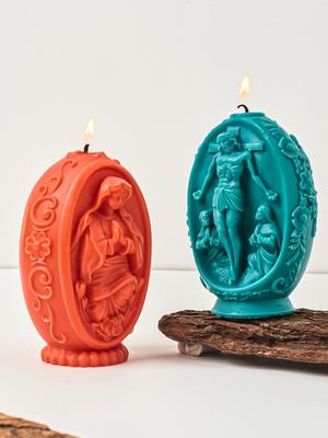 DIY 3D Jesus Egg Silicone Candle Mold Virgin Mary Easter Egg Handmade Soap Resin Molds Gypsum Crafts Casting Molds Home Decor