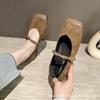 Fashion Flat Shoes for Women New 2025 Spring Autumn Square Toe Mary Jane Shoes Ladies Suede Plus Size Women's Shoes 41-43 Loafers Women