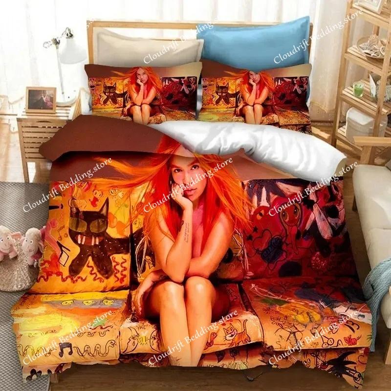 Karol G Bedding Sets Exquisite Bed Supplies Set,Cartoon Manana Duvet Cover Bed Comforter Set Bedding Set Birthday Gift
