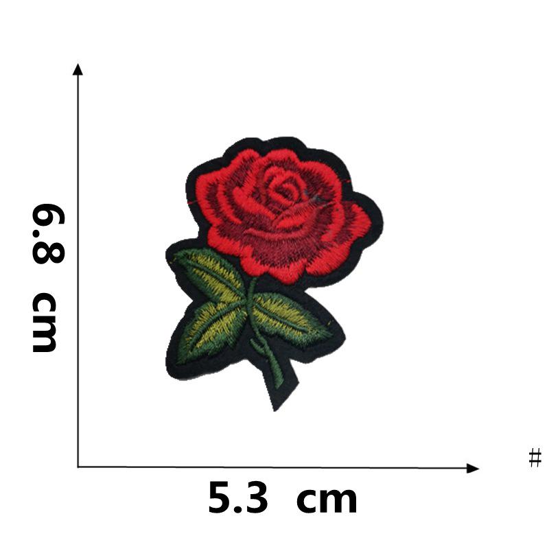 Rose Plum Blossom Embroidered Iron-On Fabric Patch for Clothing Decoration