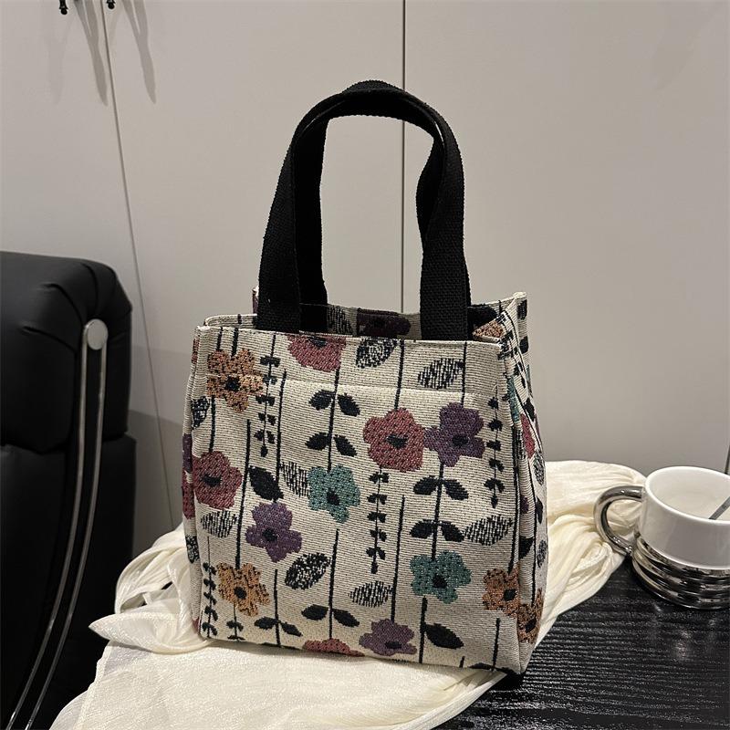 Personalized Flower Canvas, Literary and Fresh, Student Tutoring, Personalized Work Commuting, Large-capacity Shoulder Clutch Bag