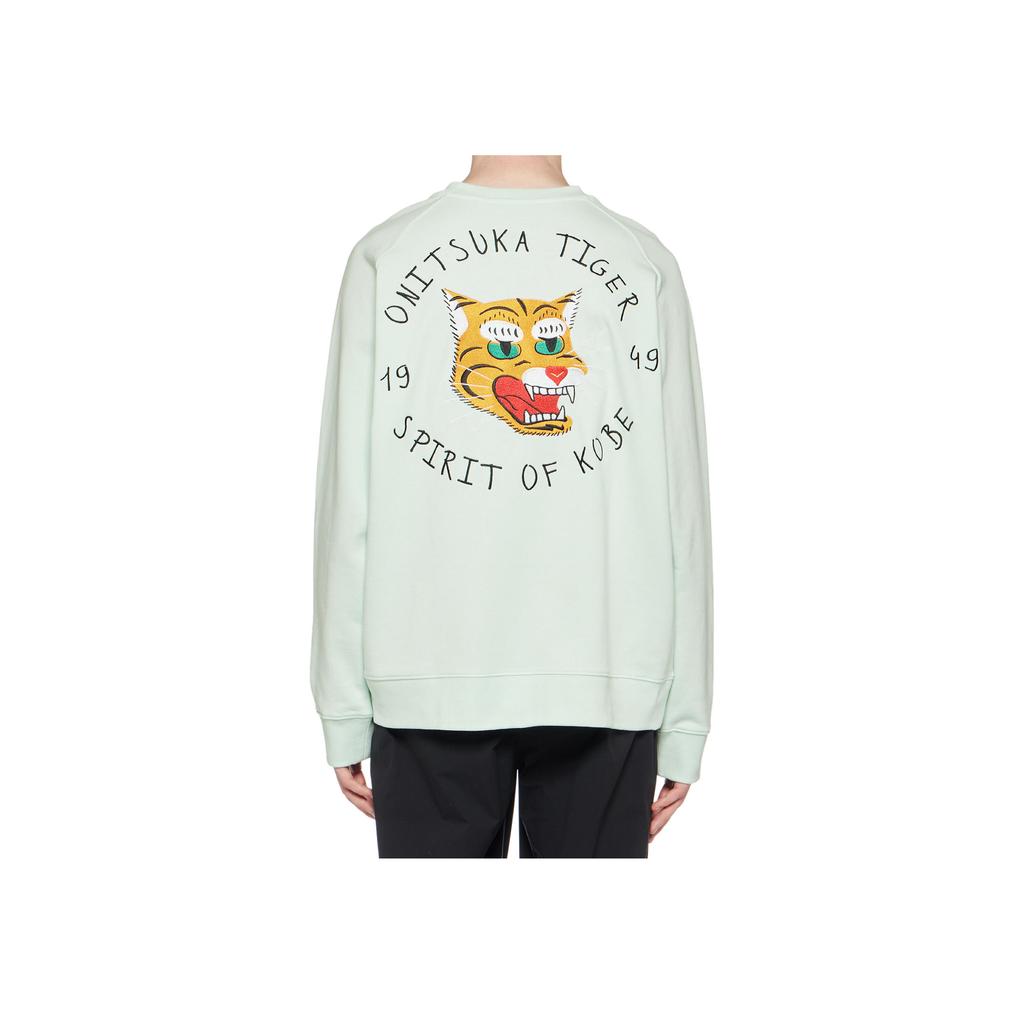 ONITSUKA TIGER Logo Print Animal Pattern Embroidered Casual Crew Neck Pullover Long Sleeve Sweatshirt Unisex Sweatshirt Light-Green 2183B182-301