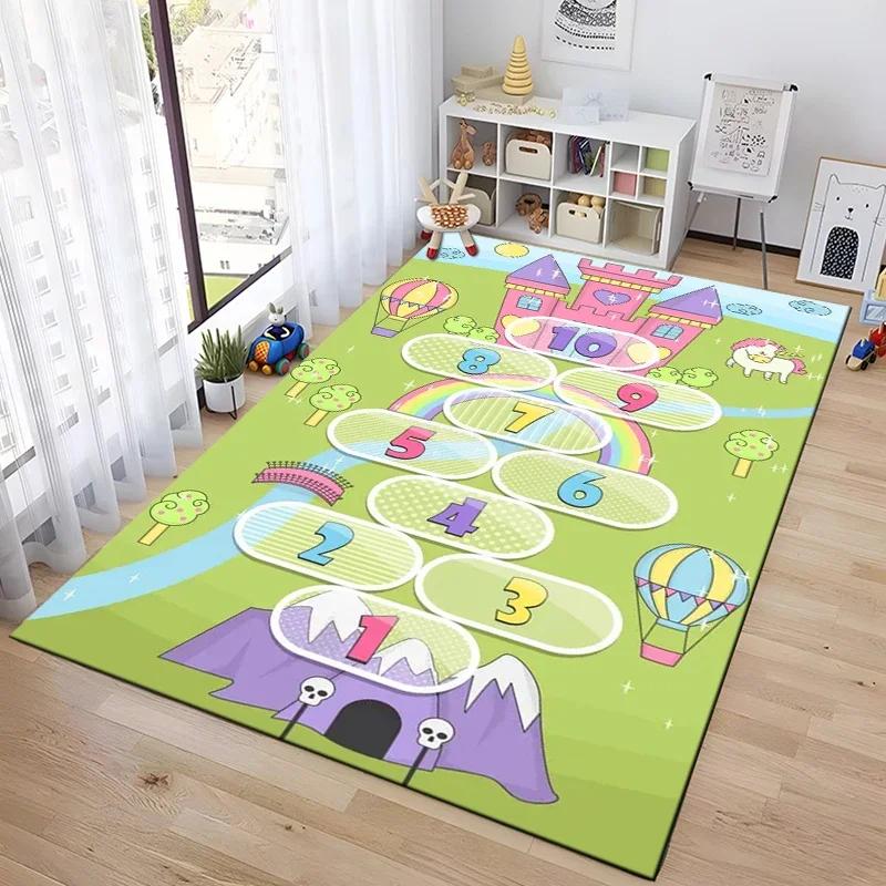 Hopscotch Indoor Cartoon Parent-child Game Decoration Carpet Bedroom Bedside Children's Number Game Room Decoration Floor Mat