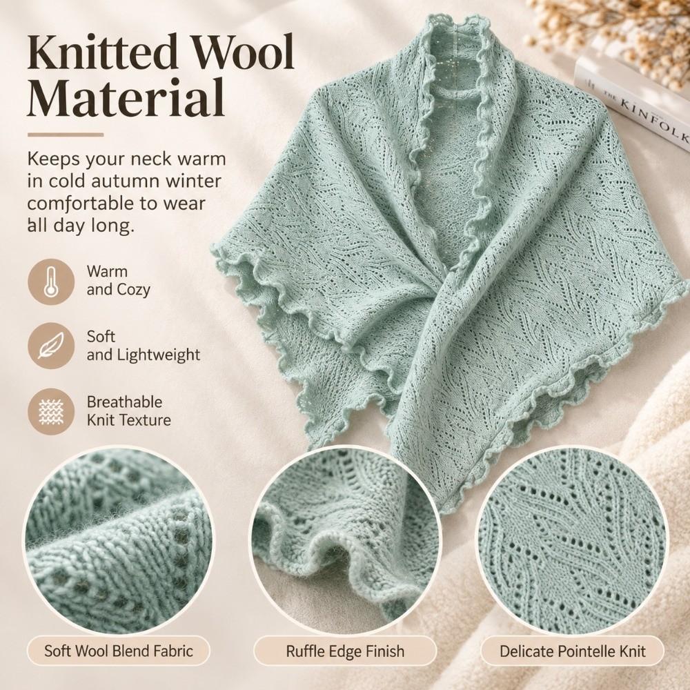 Solid Color Knitted Shawl Knitted Fabric Wool Bandana Elegant Triangle Scarf  Autumn Winter