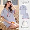 2026 Summer Women's Cotton Pajama Set with Chest Pads, Short Sleeves & Pants, Wearable Outdoors, Lightweight Homewear for Teens.