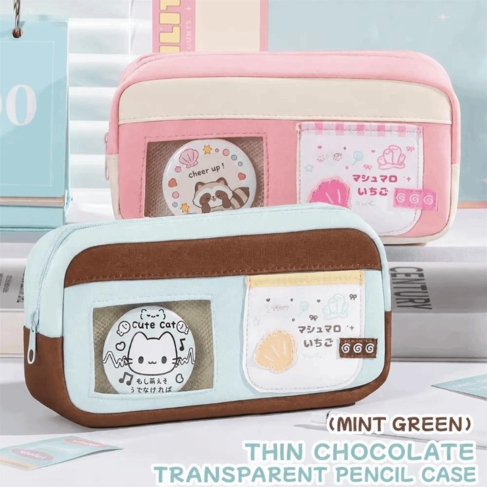 Clear Window Pencil Bag Transparent Window Pencil Pouch Aesthetic Stationery Bag School