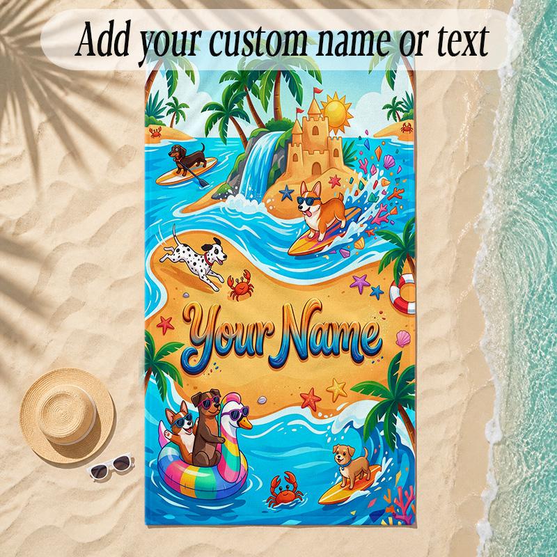 Meerjungfrau Thema Weiches Strandtuch Personalisiert Benutzerdefinierter Name Text Handtuch Tragbar für Strand Pool Reisen