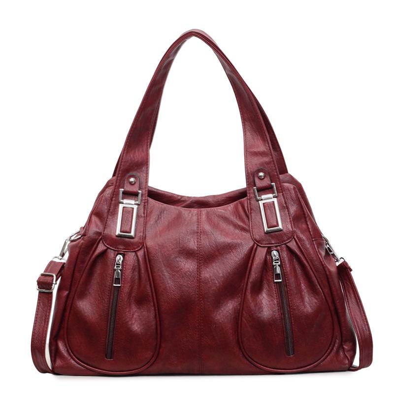 Women's Shoulder Bag Solid Color Large Capacity Travel Commuter Tote Bag