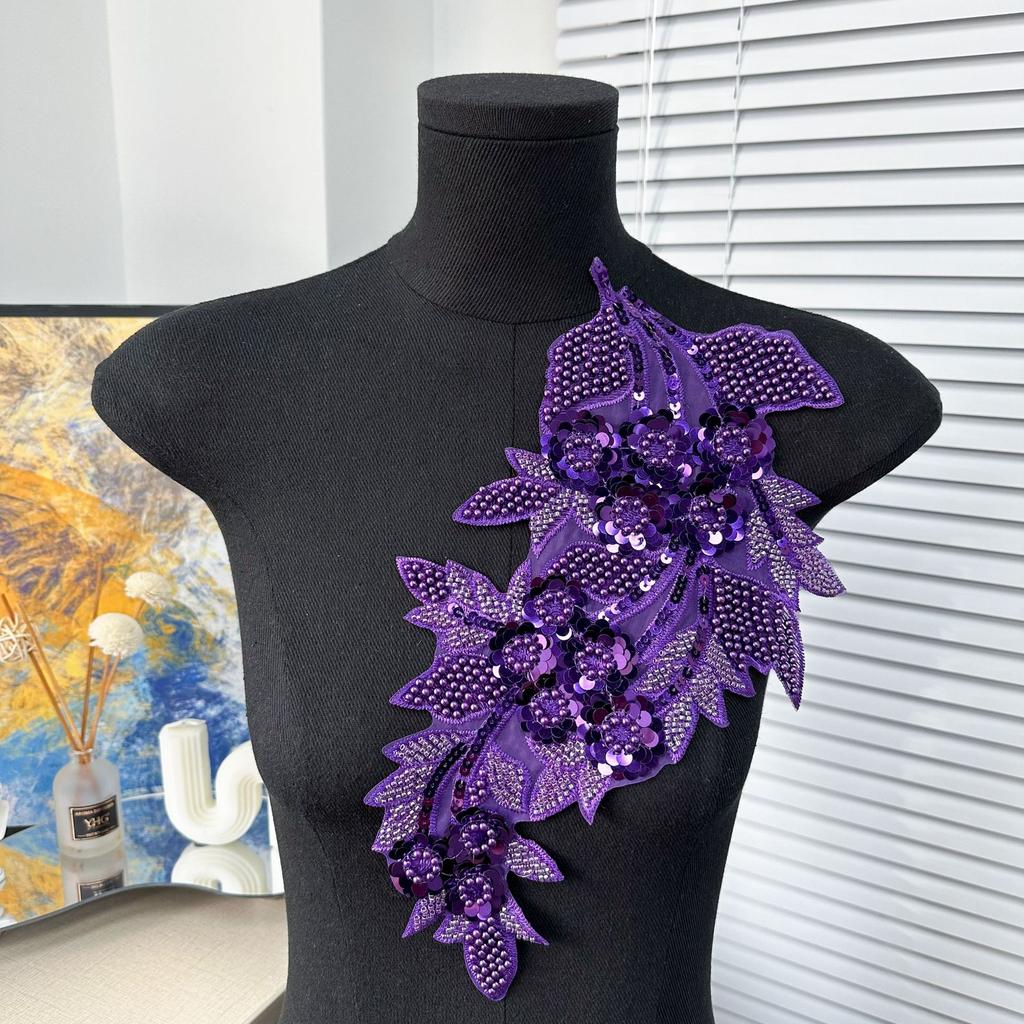 Mesh Sequin Embroidery Diy Applique Wedding Dress Dress Clothing Accessories Decorative Flower Cloth Sticker