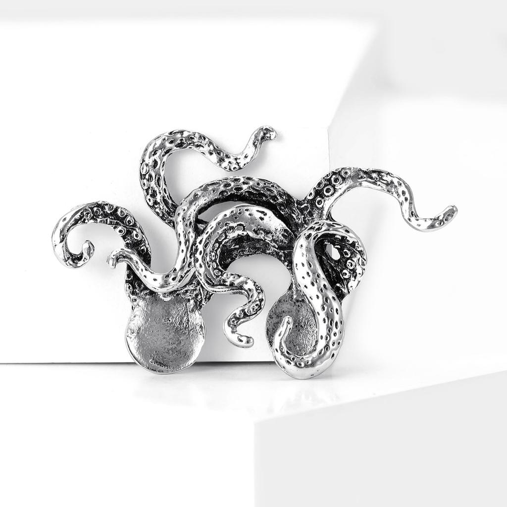 Vintage Octopus Collar Pins for Women Unisex Animal Brooches Friend Event Party New Gifts Jewelry Decoration Accessories