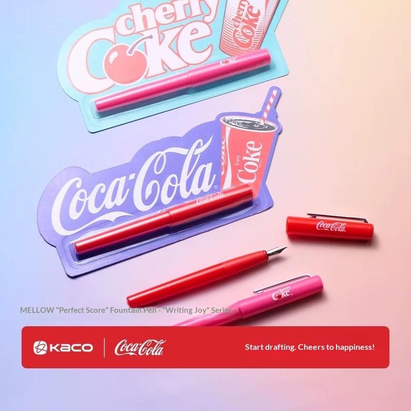 KACO×Coca-Cola MELLOW Fountain Pen,Aesthetic EF Nib Smooth Writing&Ergonomic Grip Alloy Clip For Homework,Calligraphy,Daily Use
