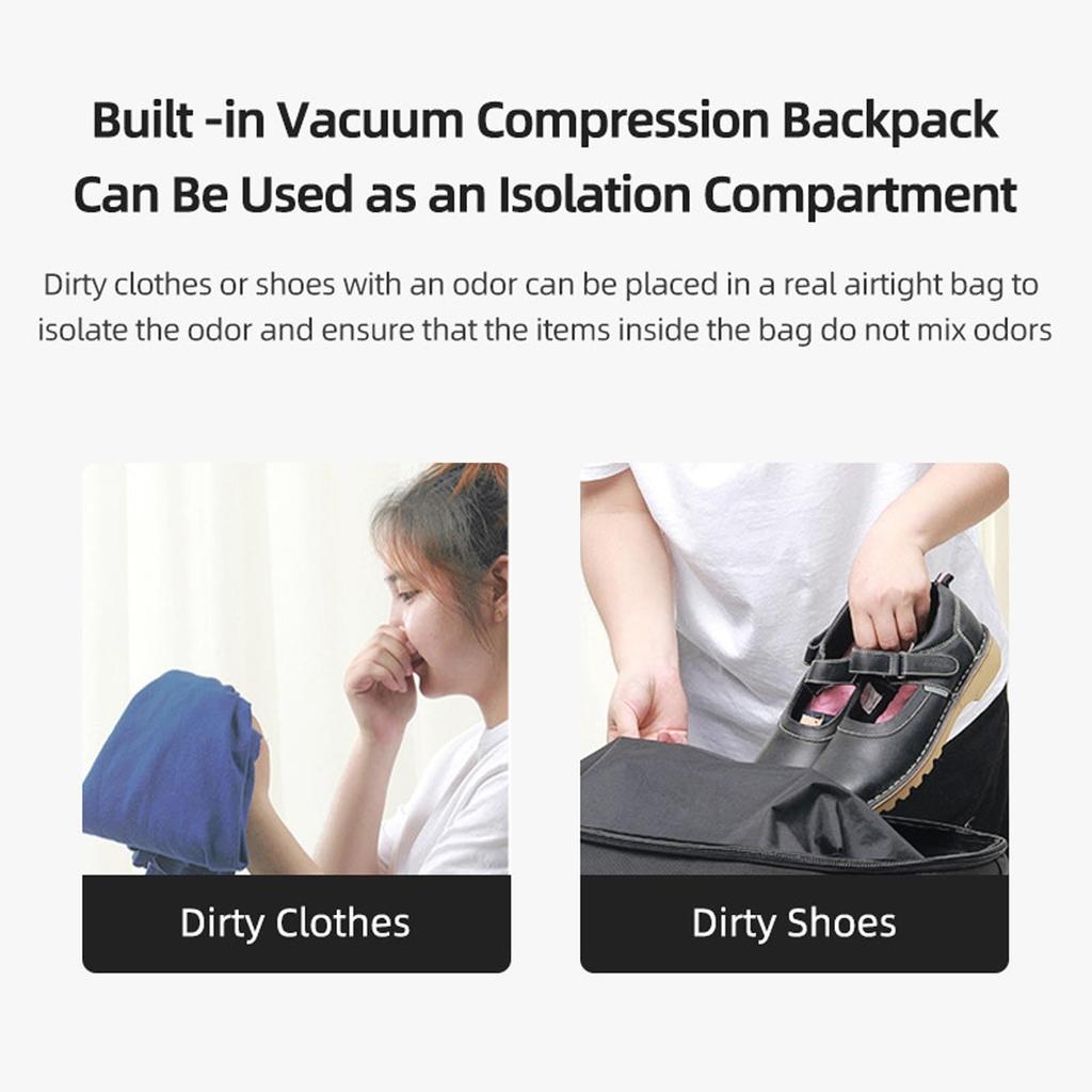 Denash 25L 30L 60L Vacuum Seal Travel Backpack, Lockable Carry-On Suitcase Luggage, Expandable Air Compression Vacuum System