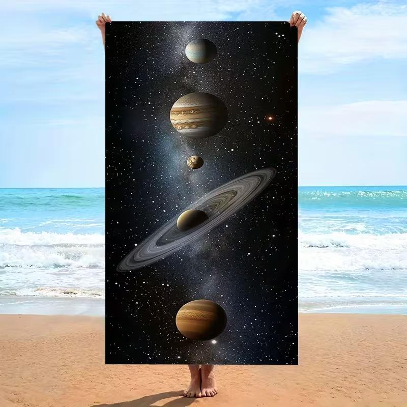 Weltraum Galaxie Planet Druck Strandtuch Saugfähig Schnelltrocknend Sandfest Handtuch Kosmisches Sonnensystem Sternenhimmel Druck Sommer Handtuch