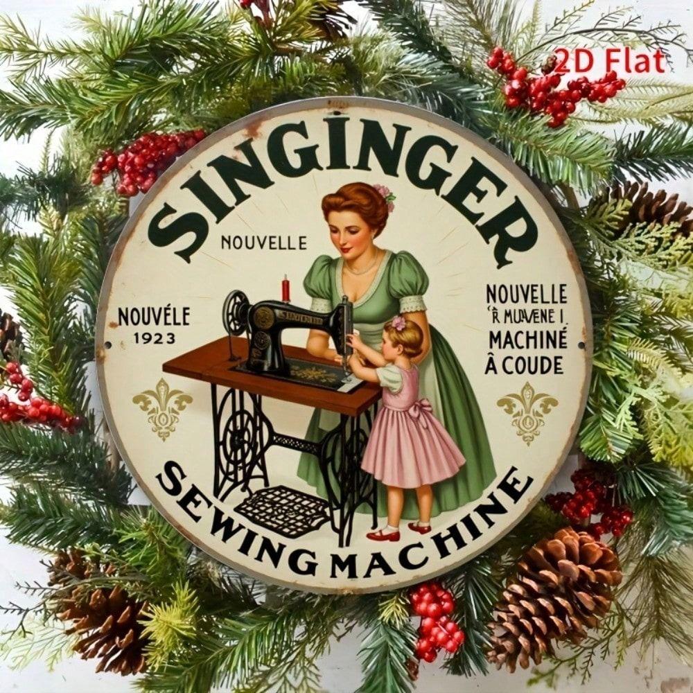 Vintage Singer Sewing Machine Metal Wall Art Retro Tin Sign Home Decor