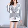 Women's Mink Fleece Coat Thickened Contrasting Faux Mink Fleece Knitted Cardigan Coat Plush Knitted Jacket