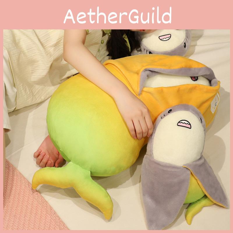 Cute Mango Shark Plush Toy Pillow For Boys And Girls Stuffed Animal Shark Doll With Pp Cotton Filling