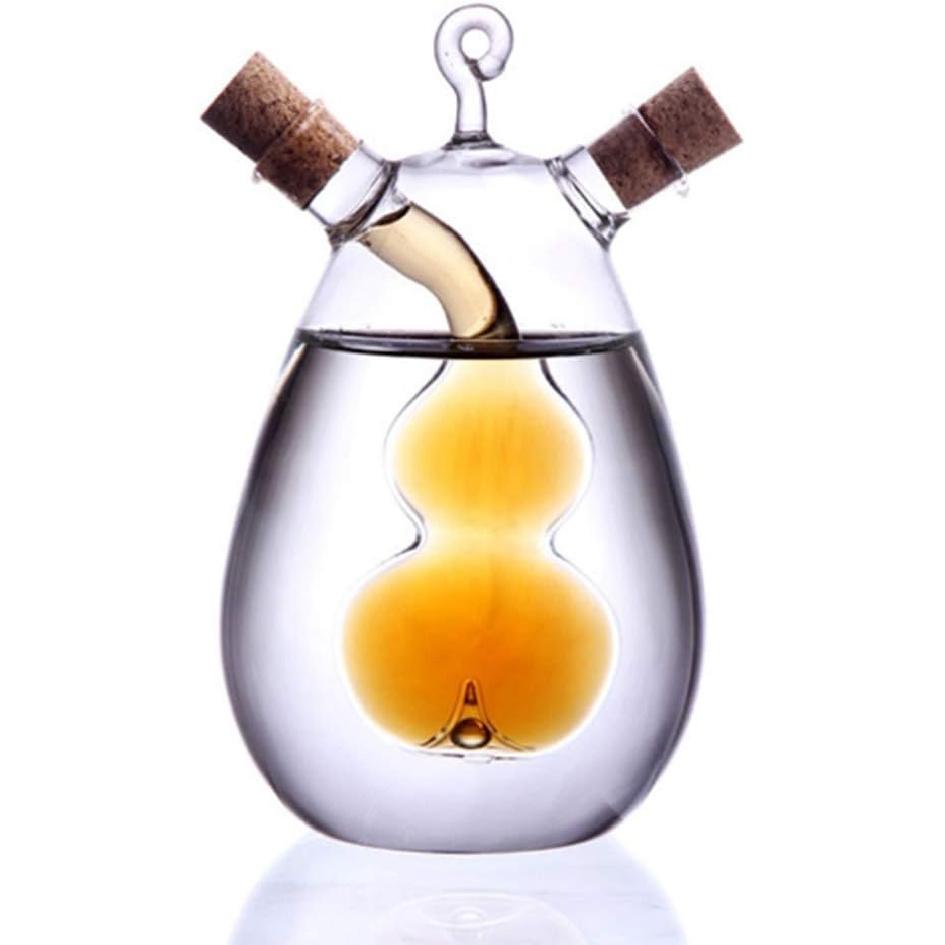 Glass Oil and Vinegar Bottles, 2 in 1 Oil and Vinegar Dispenser, 350 ml/12oz, Kitchen, Dining