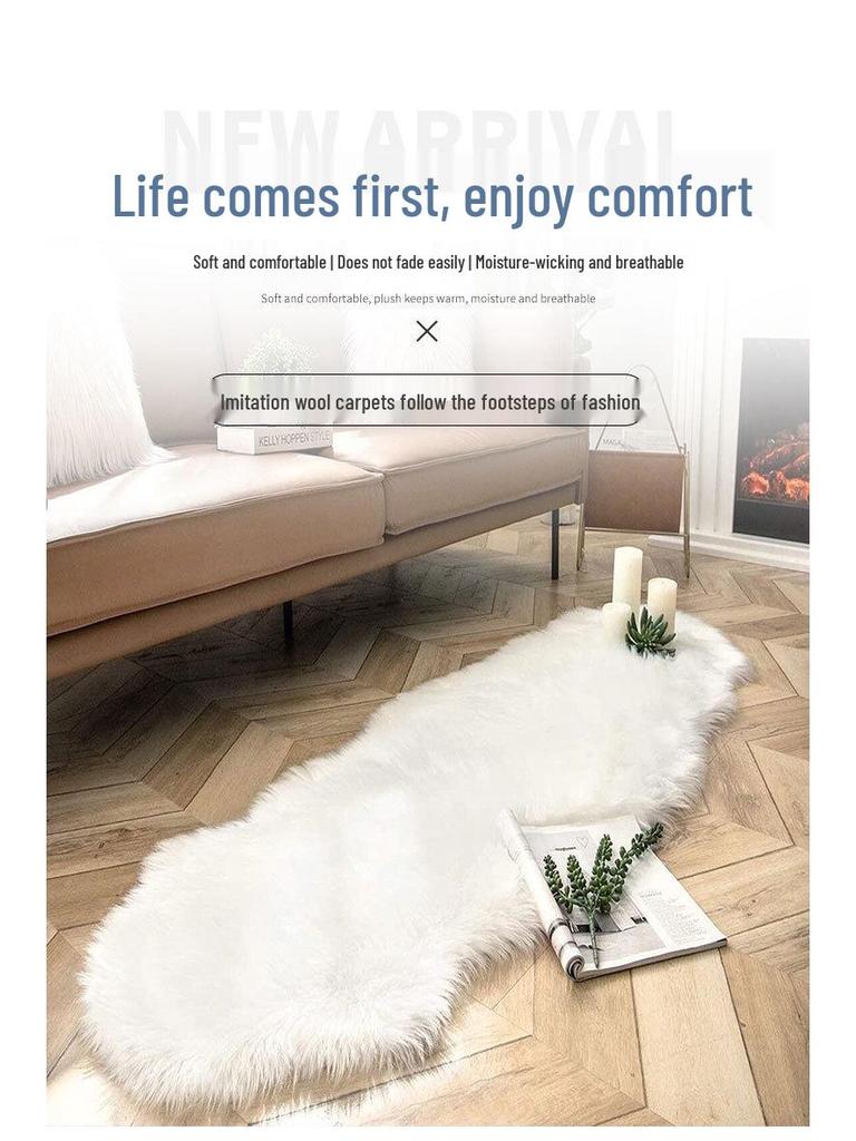 Langfloriger Kunstpelzteppich für Schlafzimmer und Wohnzimmer