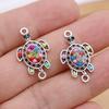 10Pcs Antique Silver Plated Colorful Crystal Turtle Charm Connectors For Jewelry Making Bracelet Accessories Diy Craft