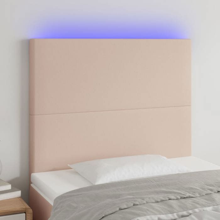 VidaXL Tête de Lit à LED Meuble de Chambre à Coucher Accessoire de Lit Simple Tête de Cadre de Lit Intérieur Cappuccino 3122227