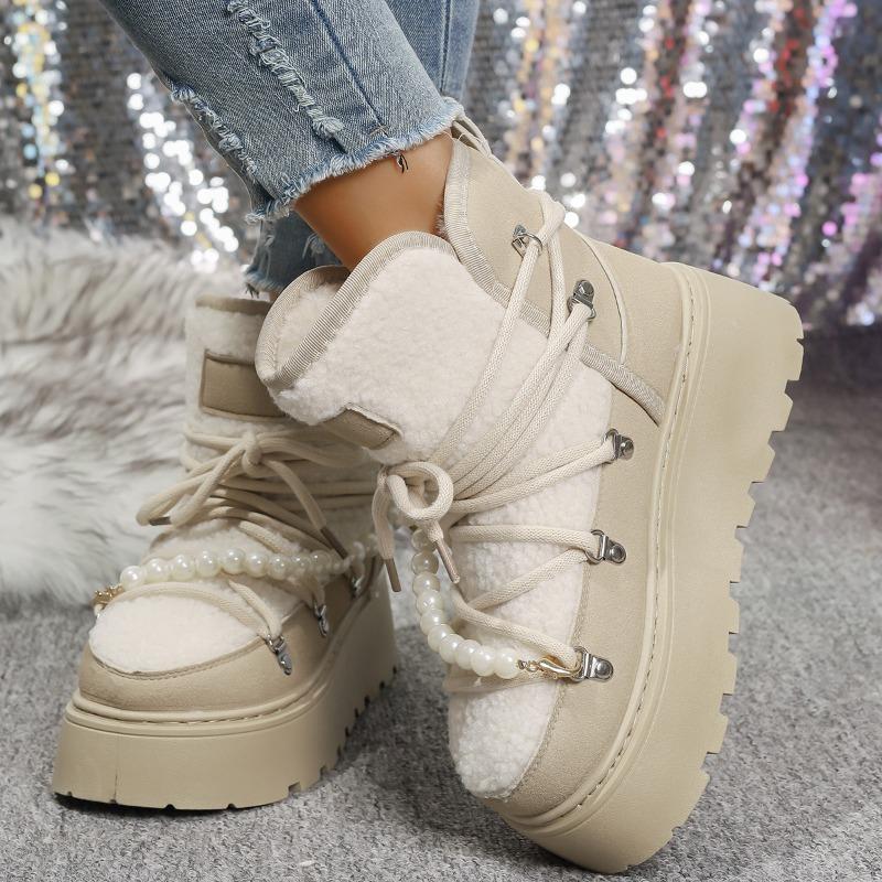 Women's Wide Width Platform Snow Boots, Suede Height Increasing Booties, Wholesale Versatile Winter Boots for Women