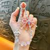 Flash Beaded Mobile Phone Chain Crystal Bow Key Bag Lanyard Pearl Mobile Phone Lanyard Small Gift