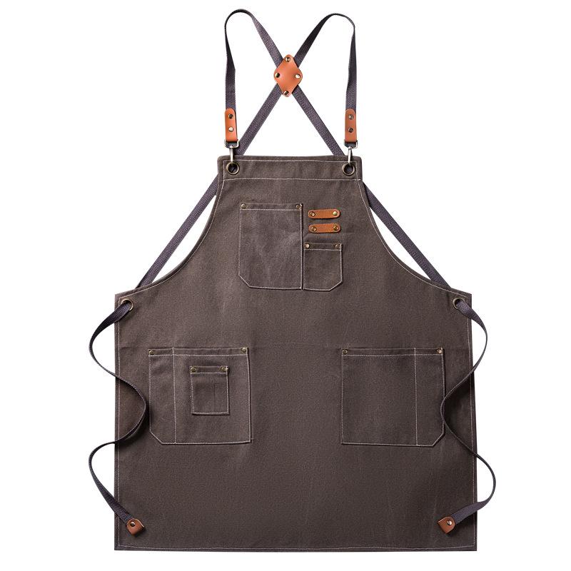 Thickened Waterproof Oil-resistant Canvas Apron for Kitchen, Restaurant, or Milk Tea Shop