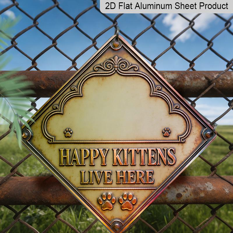

2D Flat - 1pc Metal Wall Decoration Gift Featuring A Kitten Theme, Perfect for Cat Decor Enthusiasts, and Is Suitable for Decorating Living Rooms 20*20cm