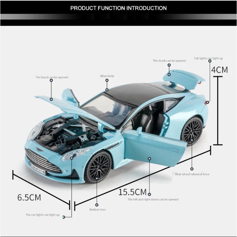 1/32 Aston Martin DB12 GT Volante Supercar Model Samochodu Ze Stopu Dźwięk i Światło Zabawka dla Dzieci Kolekcjonerskie Prezent na Urodziny