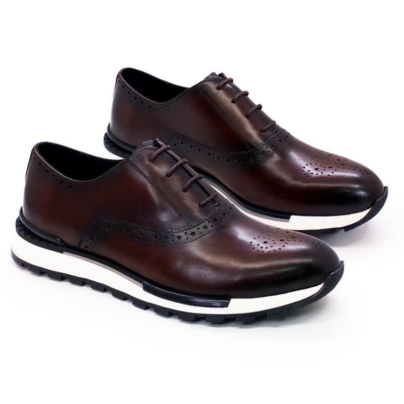 Fashion NEWGenuine Leather Comfortable Fashion Sneakers Handmade Sequin Casual Shoes Dating Banquet Men's Shoes Zapatos Sapat A36
