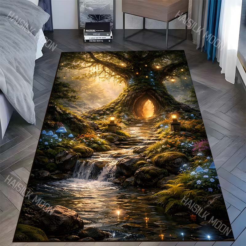 Magical forest tree hollow Print Carpet Rug for Living Room Bedroom Sofa Doormat Home Decor Non-slip Floor Mat