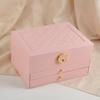 Three-Layer Leather Jewelry Box with Lock for Rings, Bracelets, and Earrings