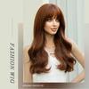 Women's Simulated Wig 60cm Hair Brown Hair Wavy Wig Full Head Cover Rose Hair Net Headwear Beauty Decoration Wig