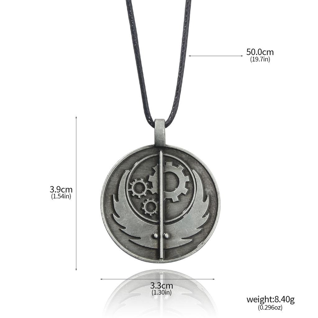 Fallout Confrérie de l'Acier Pendentif Rond Chaîne Cordon Collier Bijoux Unisexe