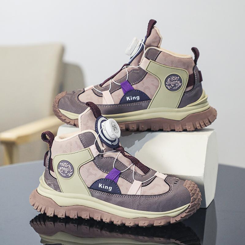 Fashion Green Children's Sports Shoes Knob Design High Top Sneakers Boys Girls Outdoor Non-slip Platform Sneakers Kids Trainers