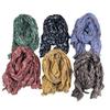 Artistic Retro Floral Pleated Scarf for Women in Spring and Autumn Sunscreen and Neck Protection Scarf