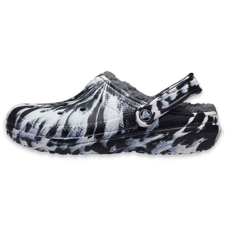 (WMNS) Crocs Classic Lined Clog Outdoor Sandals Marbled White Black Women s 207180-103 EU 41-42