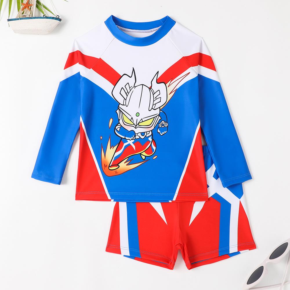 

Трендовый раздельный купальник для мальчиков 2024 - Стильный дизайн чистый красный для детей 110 cm