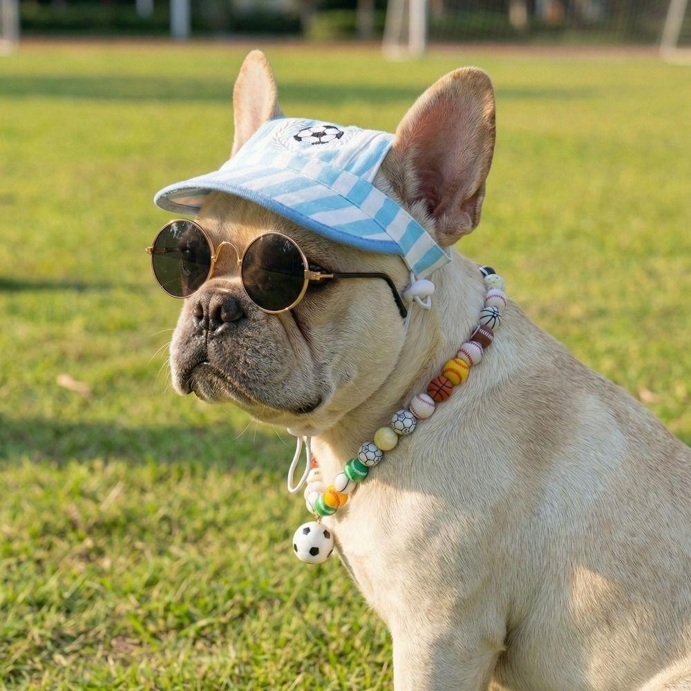 Adjustable Dog Sunshade Hat Breathable Pet Sunglasses Set Pet Soccer Hat  Beach Vacation